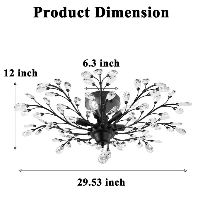 House of Hampton® Dron Vintage Flush Mount Light Fixture Crystal